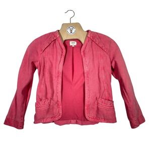 Wilfred Linen Cropped Jacket Women's Size 2 Pink Open Front Blazer